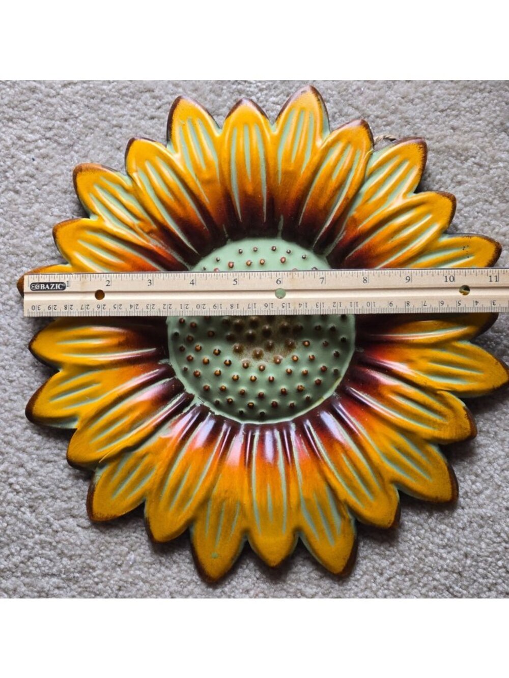 Metal Sunflower Wall Art Sculpture Hanging Home Decor 11" - Picture 2 of 6